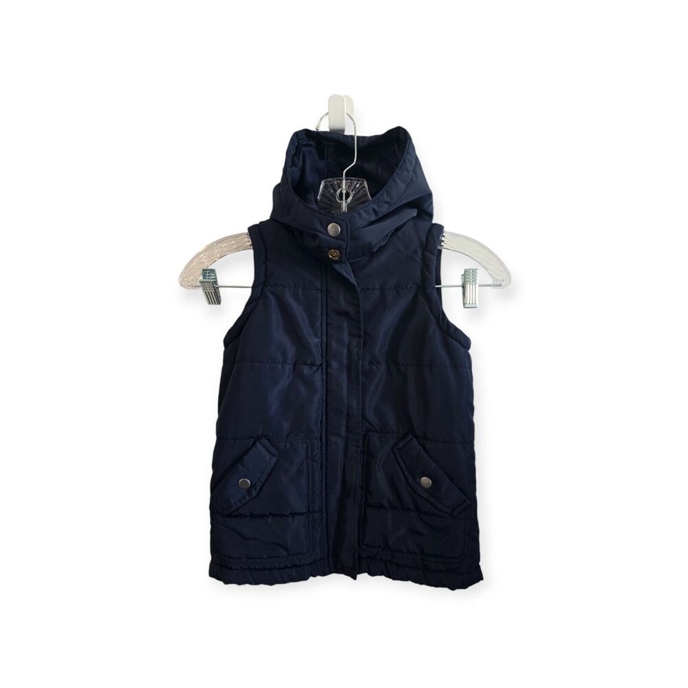Beverly Hills Polo Club Boy Puffy Vest With Hood Size L (6x) Navy Blue